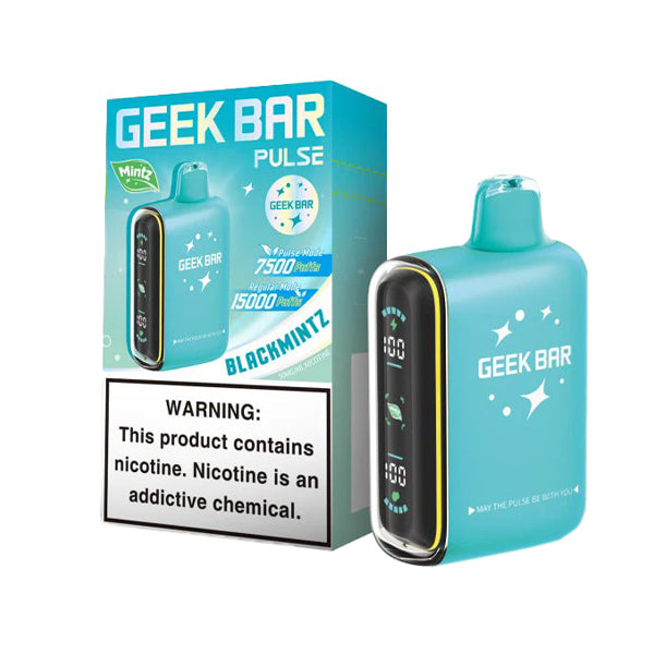 Geek Bar Pulse Disposable | 15000 Puffs | 16mL | 50mg | Black Mintz with packaging
