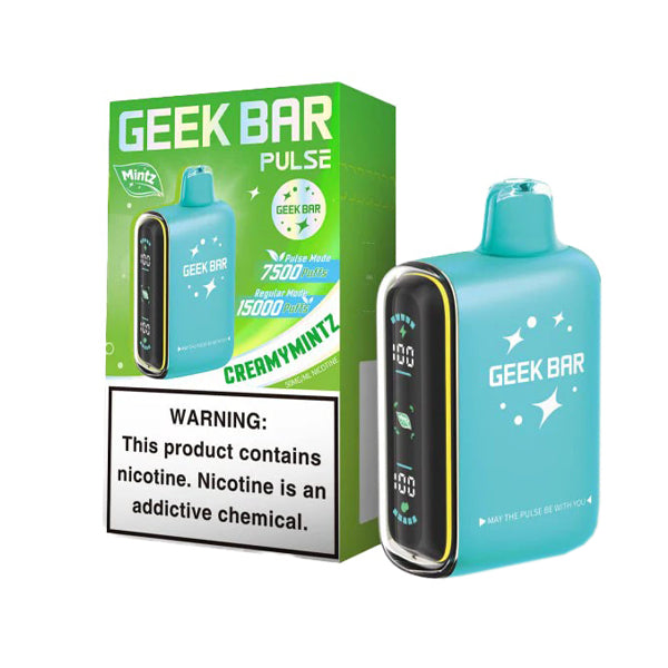 Geek Bar Pulse Disposable | 15000 Puffs | 16mL | 50mg | Creamy Mintz with packaging