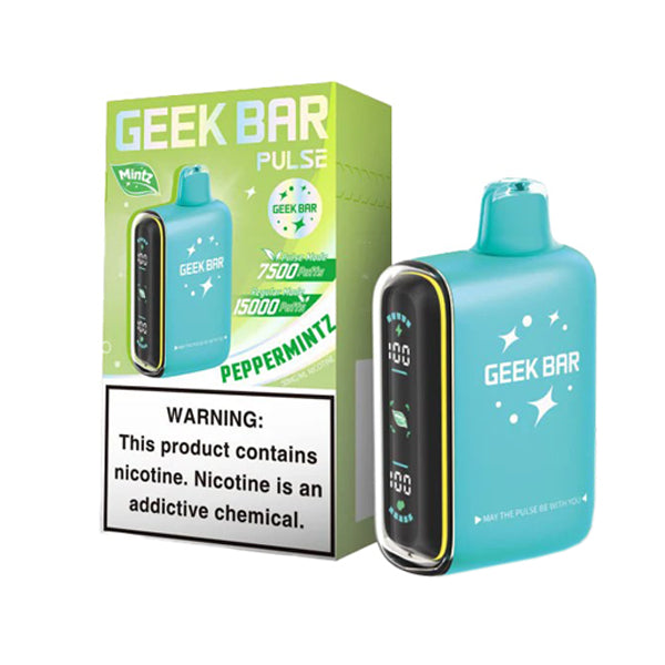 Geek Bar Pulse Disposable | 15000 Puffs | 16mL | 50mg | Pepper Mintz with packaging