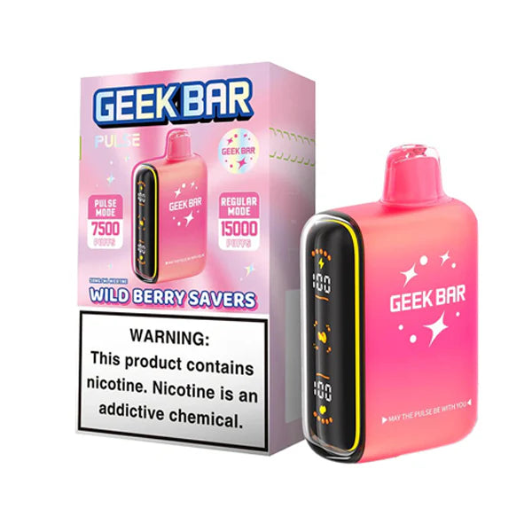 Geek Bar Pulse Disposable | 15000 Puffs | 16mL | 50mg | Wild Berry Savers with packaging
