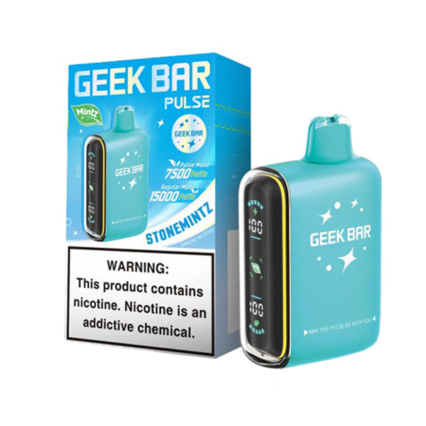 Geek Bar Pulse Disposable | 15000 Puffs | 16mL | 50mg | Stone Mintz with packaging