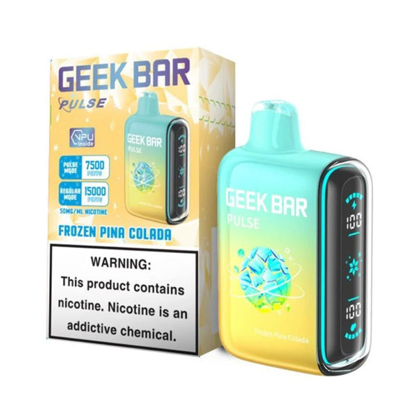 Geek Bar Pulse Disposable | 15000 Puffs | 16mL | 50mg | Frozen Edt. | Frozen Pina Colada with packaging