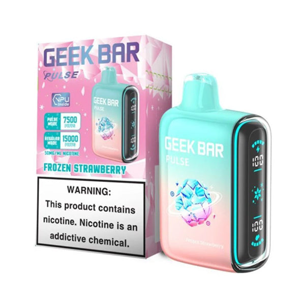 Geek Bar Pulse Disposable | 15000 Puffs | 16mL | 50mg | Frozen Edt. | Frozen Strawberry with packaging