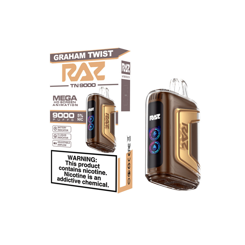 RAZ TN9000 Disposable | 9000 Puffs | 12mL | 50mg | graham twist with packaging