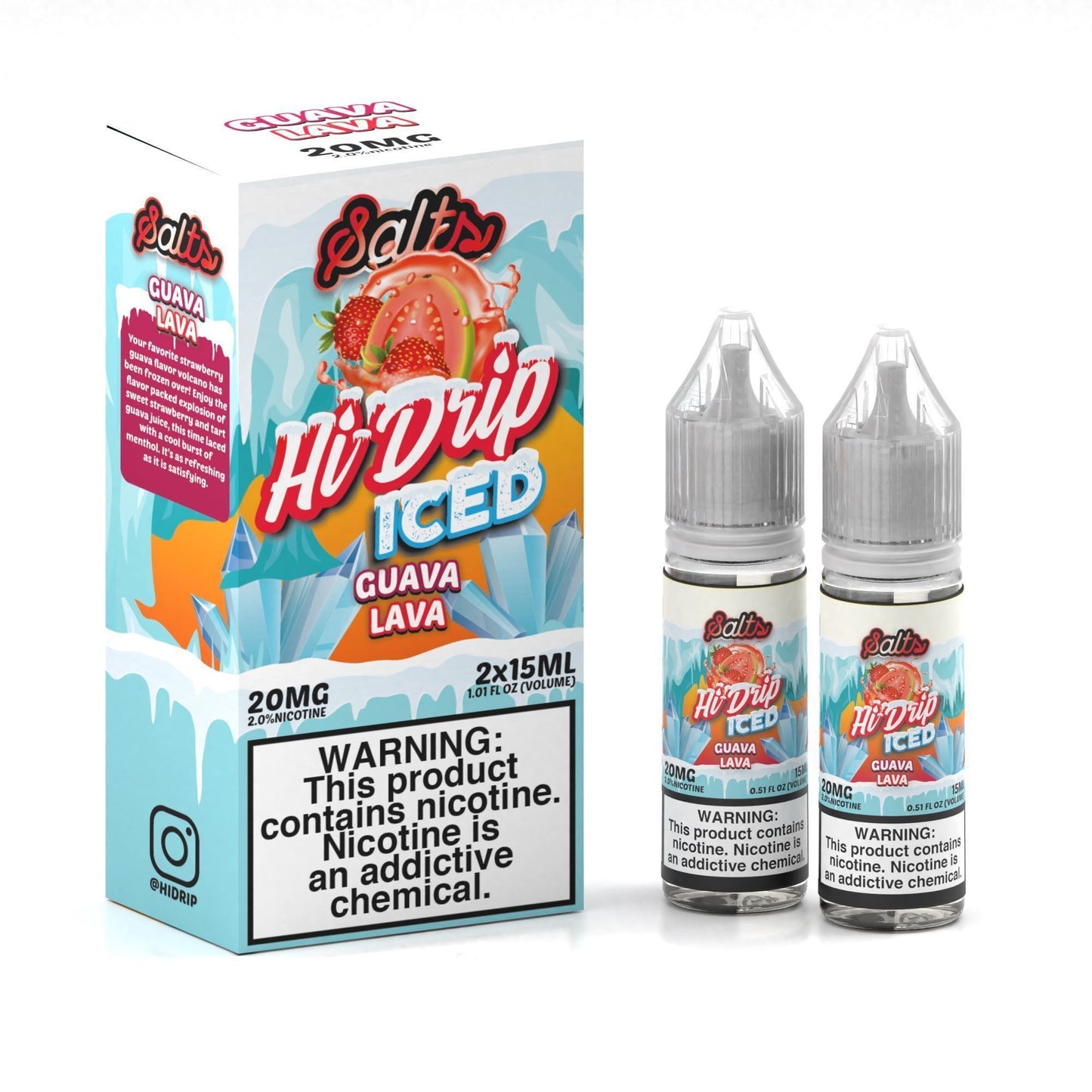Iced Guava Lava by Hi-Drip Salts 30mL (Salt Nic) • 15mL 2-Pack with Packaging