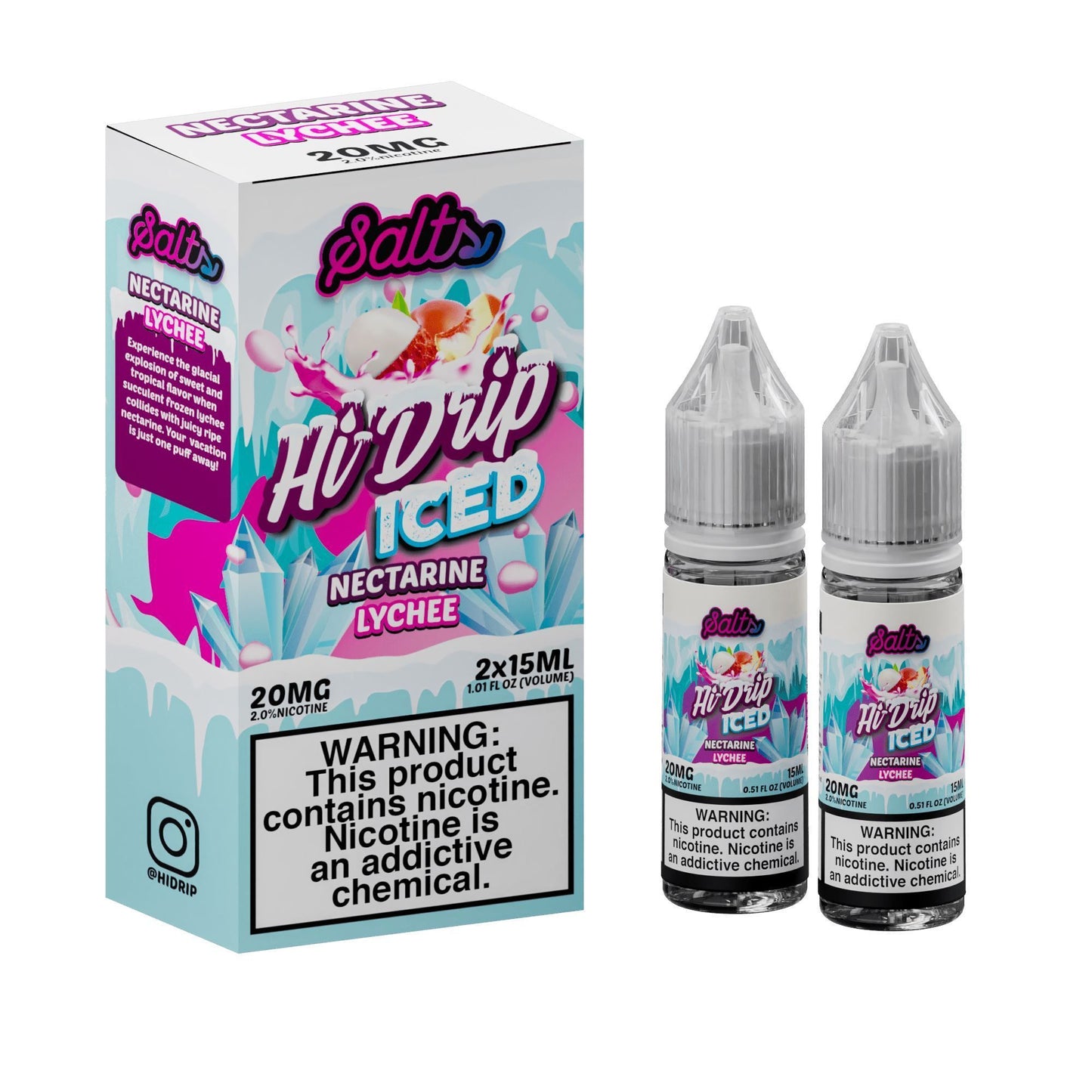 Nectarine Lychee Iced by Hi-Drip Salts 30mL (Salt Nic) • 15mL 2-Pack with Packaging