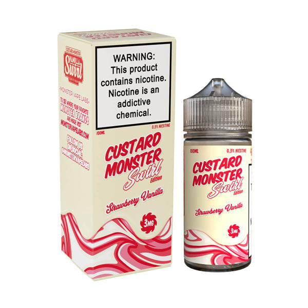 Monster Vape Labs - Custard Swirl Strawberry Vanilla E-Juice - 100mL with packaging