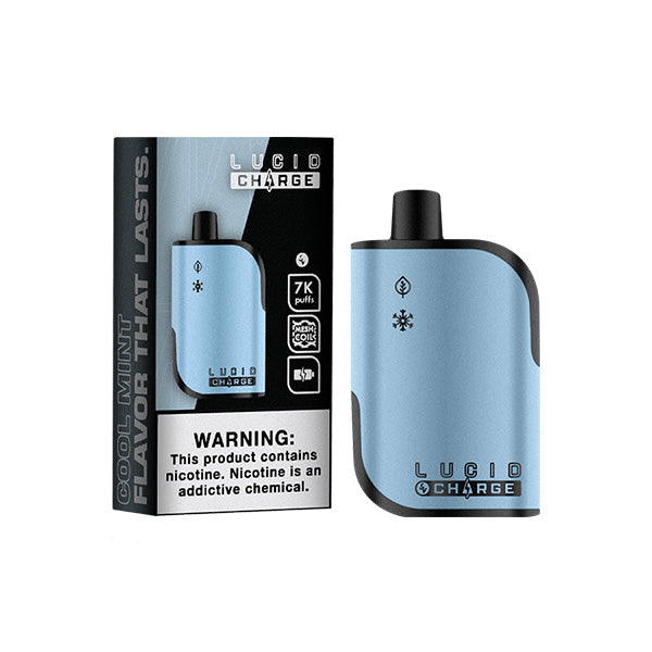 Lucid Charge Disposable | 7000 Puffs | 14mL | 50mg | Cool Mint with Packaging