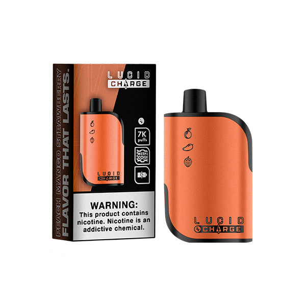 Lucid Charge Disposable | 7000 Puffs | 14mL | 50mg | Peach Mango Strawberry with Packaging