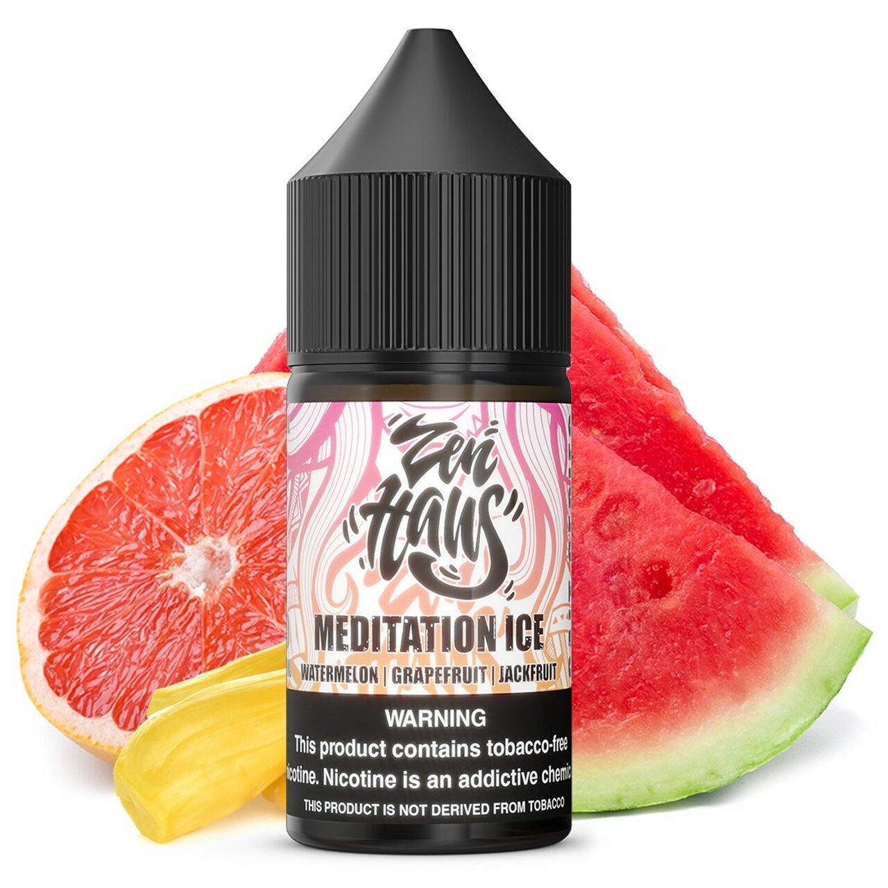 Meditation ICE by ZEN HAUS SALTS E-Liquid 30ml Bottle with background