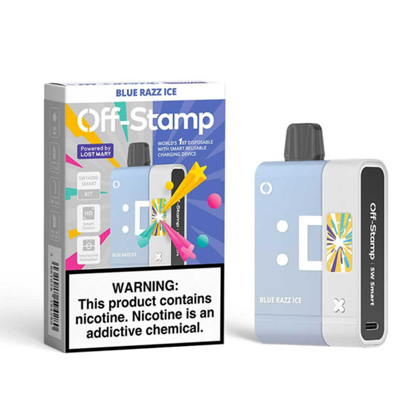 Off Stamp SW16000 Disposable | Dispo Kit | | 16000 Puffs | 17mL | 50mg | (Disposable + Power Dock) | Blue Razz Ice with packaging