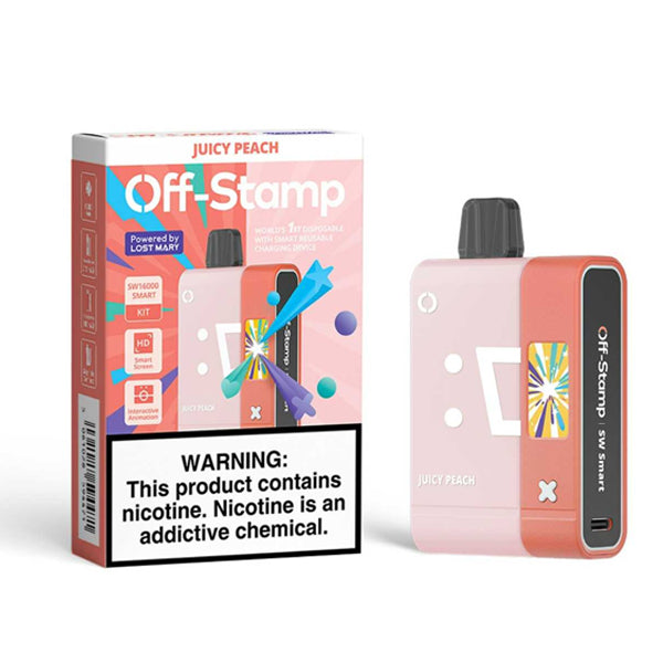 Off Stamp SW16000 Disposable | Dispo Kit | | 16000 Puffs | 17mL | 50mg | (Disposable + Power Dock) | Juicy Peach with packaging
