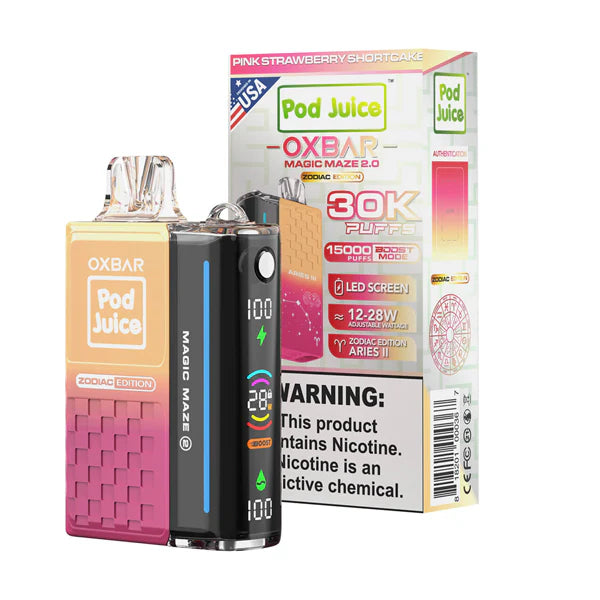 Oxbar Magic Maze 2.0 Pod Juice - 30K Puffs Disposable - 13mL 50mg | Pink Strawberry Shortcake with Packaging
