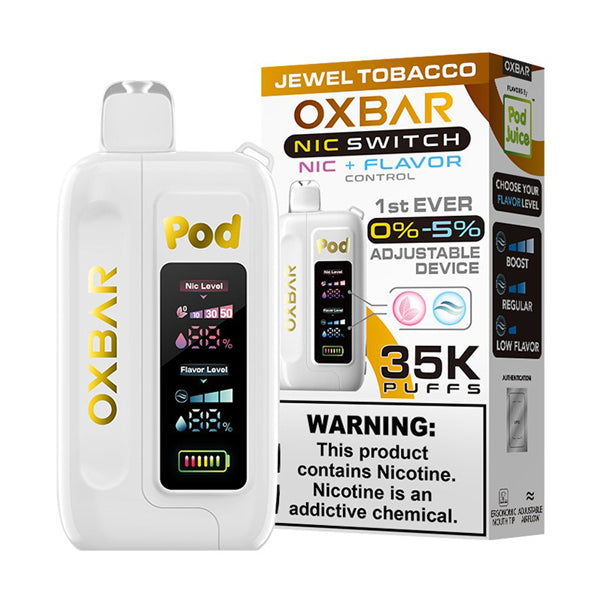 Oxbar Nic-Switch (Dispo) | (35000Puff) | (14mL) | Pod Juice Edt. | Jewel Tobacco with packaging