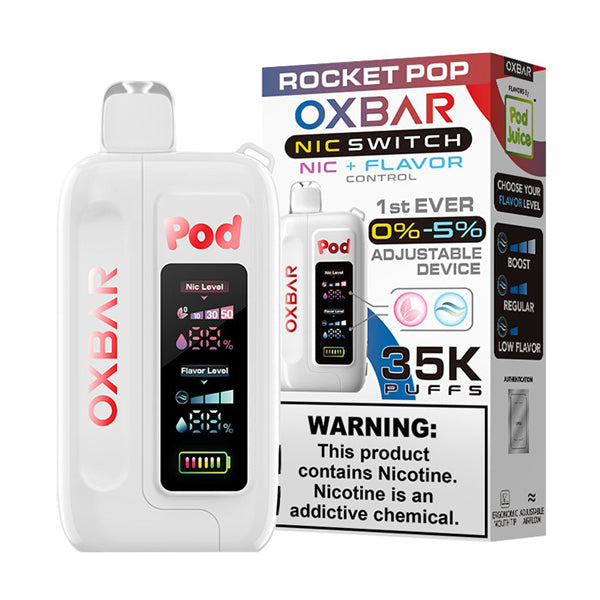 Oxbar Nic-Switch (Dispo) | (35000Puff) | (14mL) | Pod Juice Edt. | Rocket Pop with packaging
