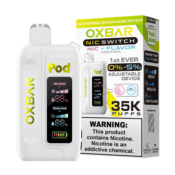 Oxbar Nic-Switch (Dispo) | (35000Puff) | (14mL) | Pod Juice Edt. | Watermelon Savage Patch with packaging