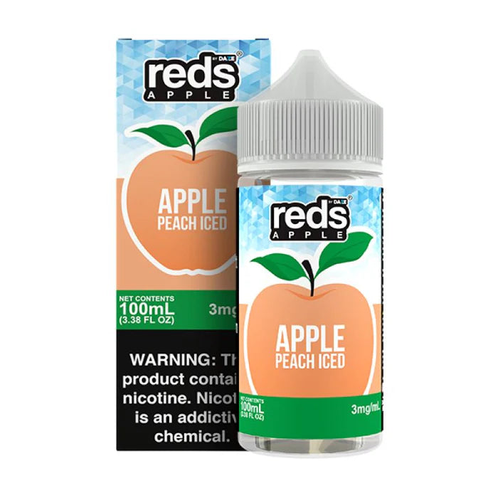 7Daze Reds Series E-Liquid 100mL (Freebase) | Peach Iced with Packaging