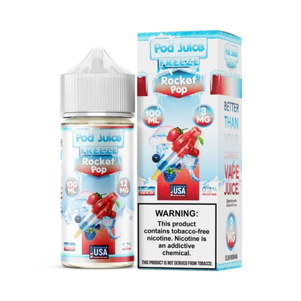 Rocket Pop Freeze by Pod Juice Series E-Liquid 100mL (Freebase) with packaging