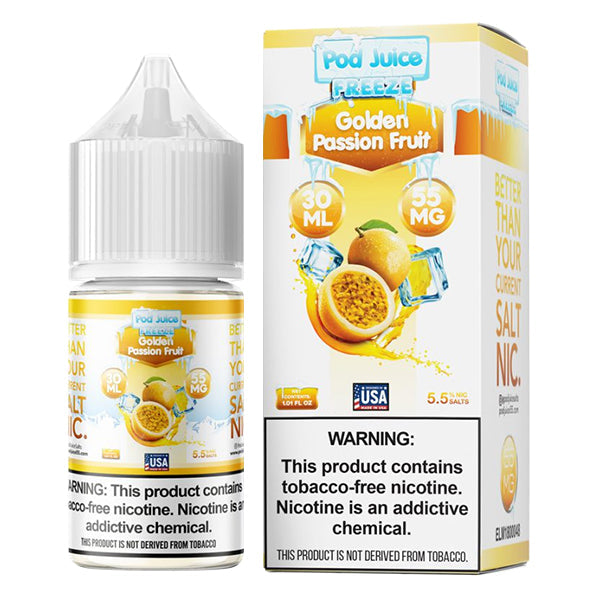 Pod Juice TFN Salt 30mL * - Golden Passionfruit Freeze 55mg with Packaging