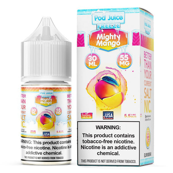 Pod Juice TFN Salt Series E-Liquid | 30mL | Salt Nic | 55mg | Mighty Mango with packaging