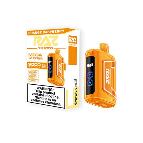 RAZ TN9000 Disposable | 9000 Puffs | 12mL | 50mg | orange raspberry with packaging
