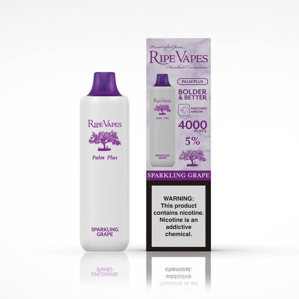 Ripe Vape Palm Plus (Dispo) | (4000Puff) | (9mL) | Sparkling Grape with packaging