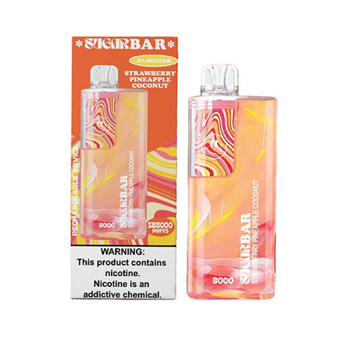 Sugarbar SB8000 Disposable | 8000 Puffs | 19mL | 50mg | Strawberry Pineapple Coconut with packaging