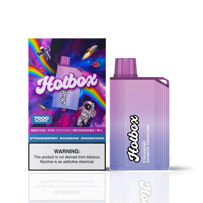 Puff HotBox Disposable | 7500 puffs | 16mL | Strawberry Rainbow Snowcone with Packaging