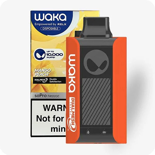 WAKA SoPro PA10000 Disposable by RELX | 10000 Puffs | 18mL | 30mg | Peach Mango with packaging