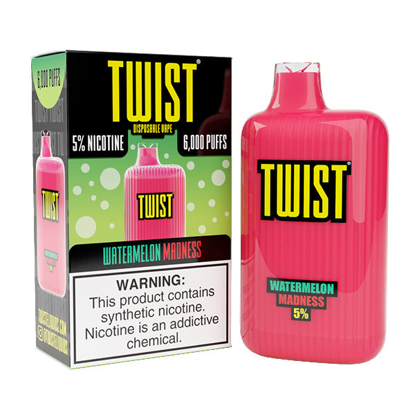 Twist Disposable 6000 | 15mL | 50mg | Watermelon Madness with Packaging