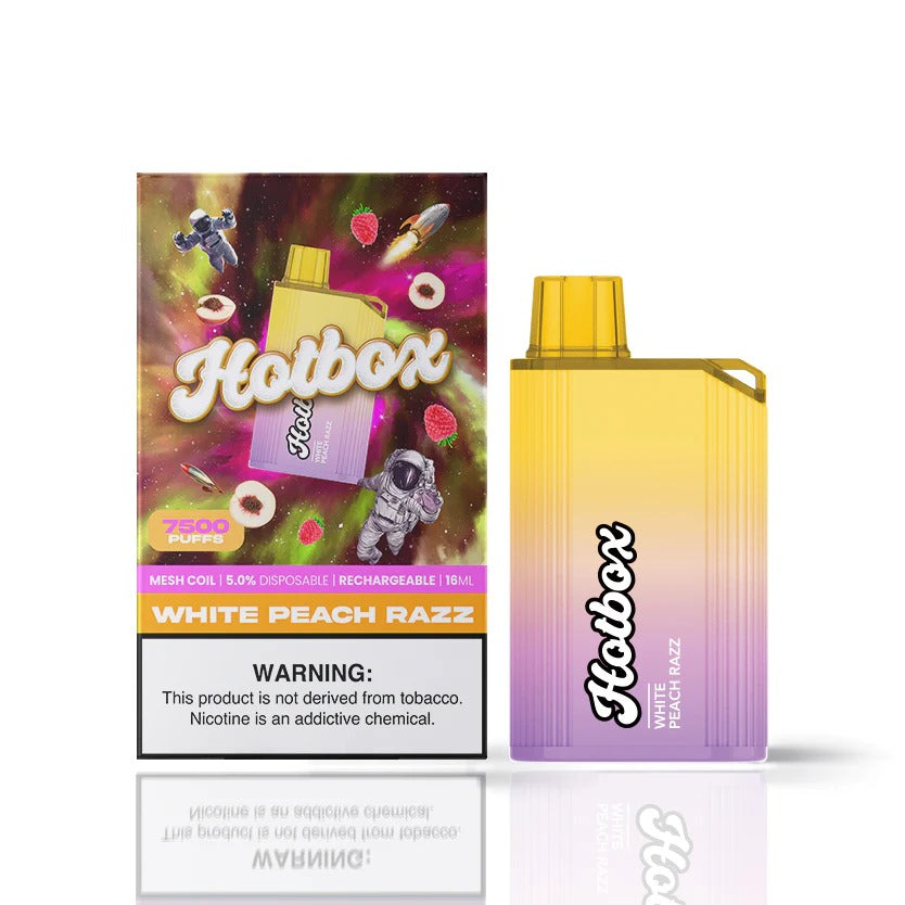 Puff HotBox Disposable | 7500 puffs | 16mL | White Peach Razz with Packaging