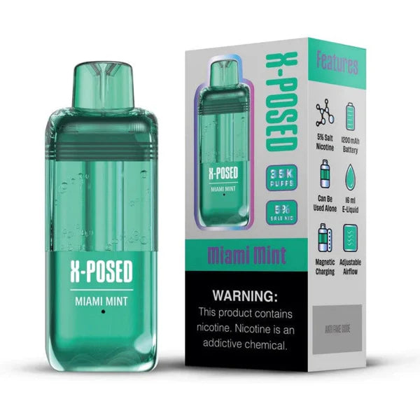 X-Posed – Dispo only- 35000Puff- 16mL Dispo POD | Miami Mint with Packaging