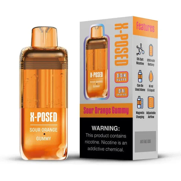 X-Posed – Dispo only- 35000Puff- 16mL Dispo POD | Sour Orange Gummy with Packaging
