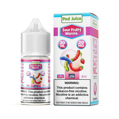 Pod Juice TFN Salt 30mL - Sour Fruity Worms 20mg with Packaging