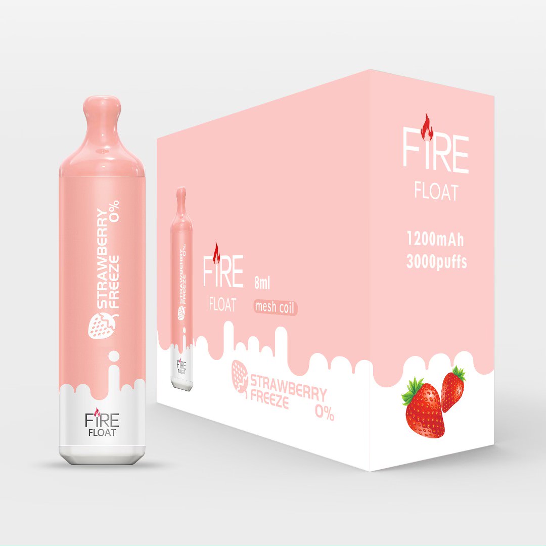 Fire Float Zero Nicotine Disposable | 3000 Puffs | 8mL Strawberry Freeze with Packaging