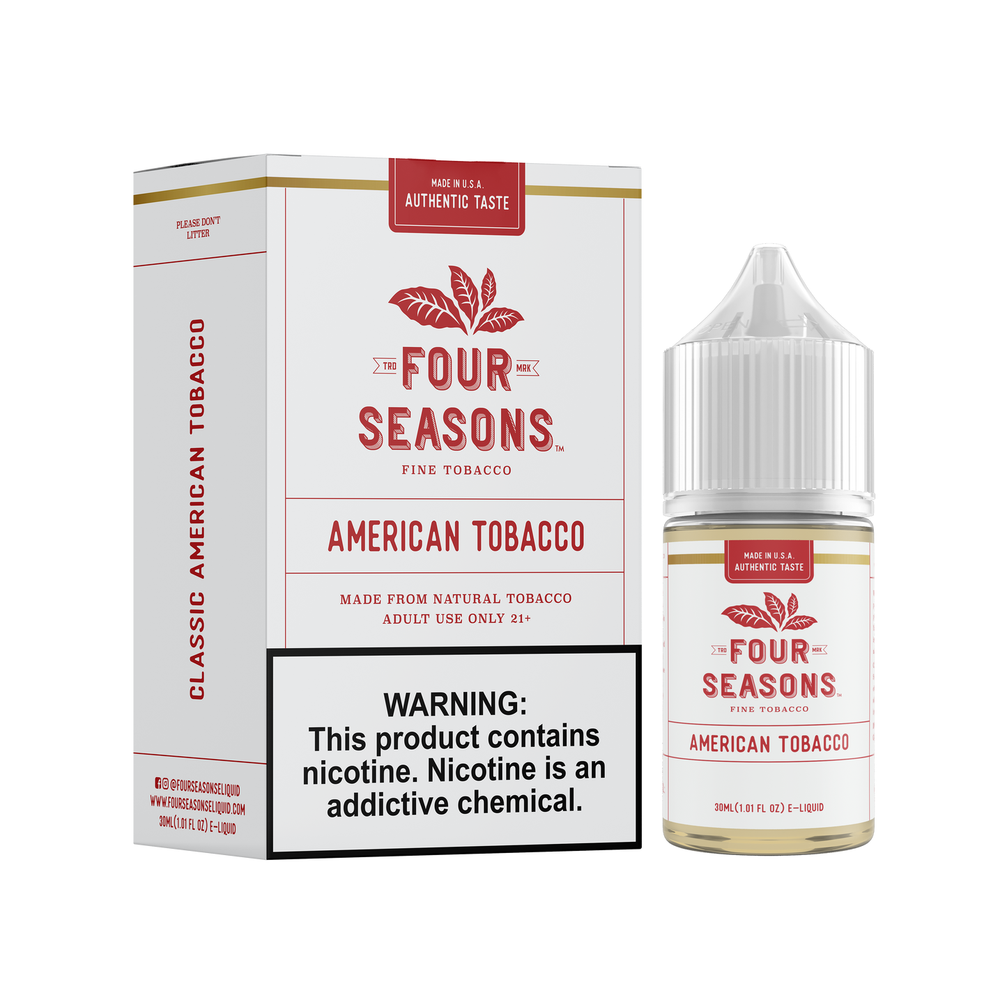 American Tobacco by Four Seasons Free Base Series 30ML with Packaging