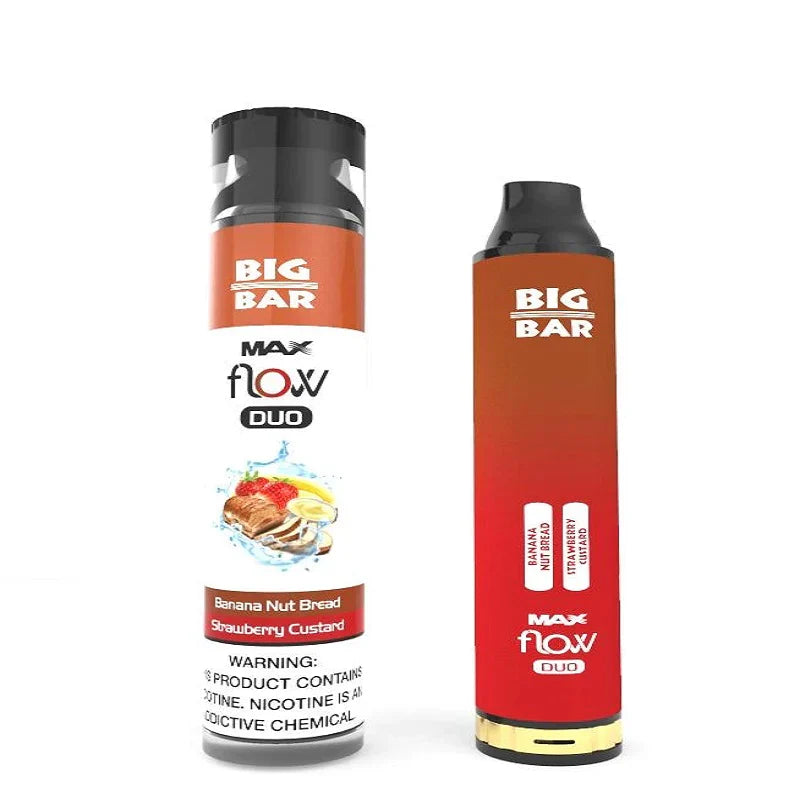 Big Bar MAX FLOW DUO Disposable | 4000 Puffs | 12mL Banana Strawberry with Packaging