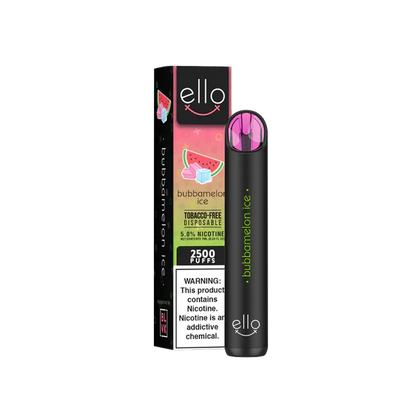 BLVK Ello Disposable | 2500 Puffs | 7mL Bubbamelon Ice with Packaging