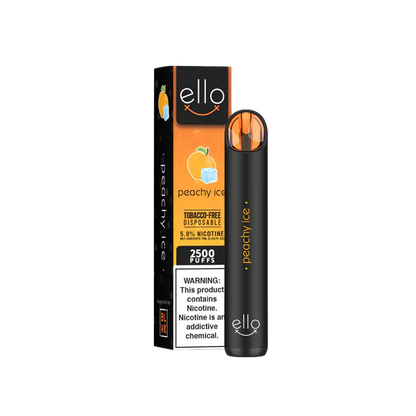 BLVK Ello Disposable | 2500 Puffs | 7mL Peachy Ice  with Packaging