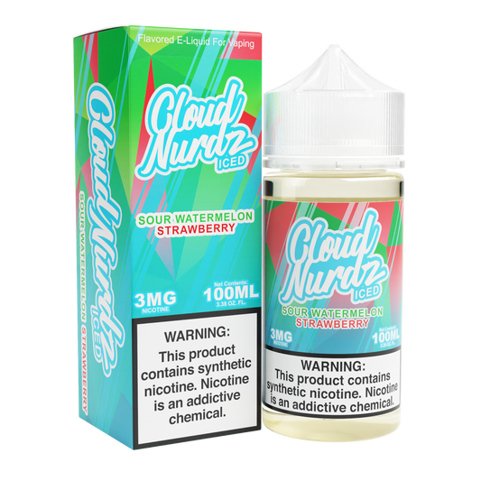 Sour Watermelon Strawberry Iced by Cloud Nurdz TFN 100mL with Packaging