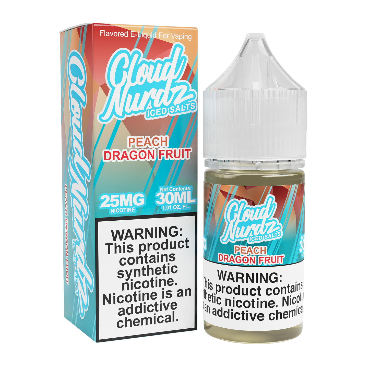 Peach Dragonfruit Iced by Cloud Nurdz TFN Salt 30mL with packaging