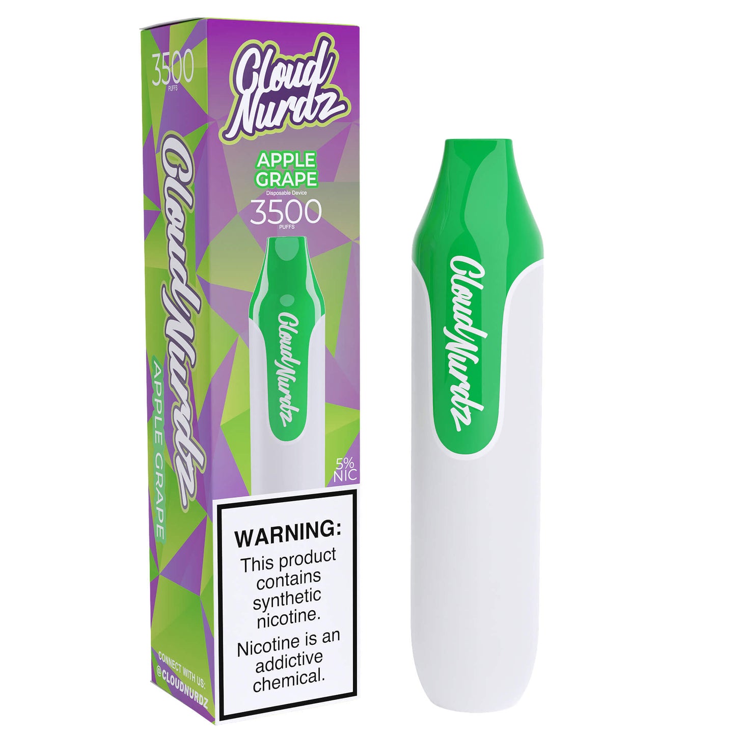 Cloud Nurdz Disposable Series | 3500 Puffs | 10mL Apple Grape with Packaging