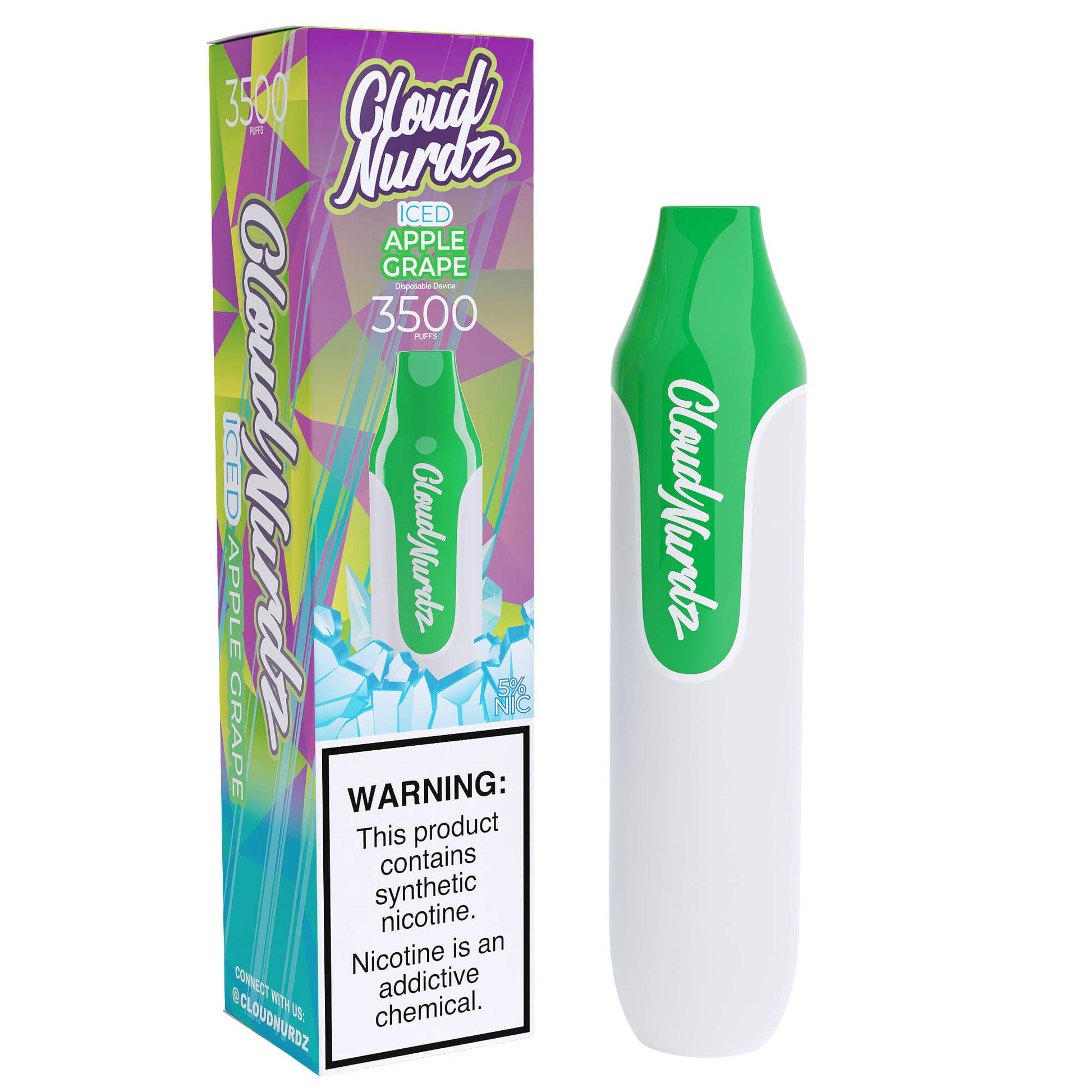 Cloud Nurdz Disposable Series | 3500 Puffs | 10mL Apple Grape Iced with Packaging