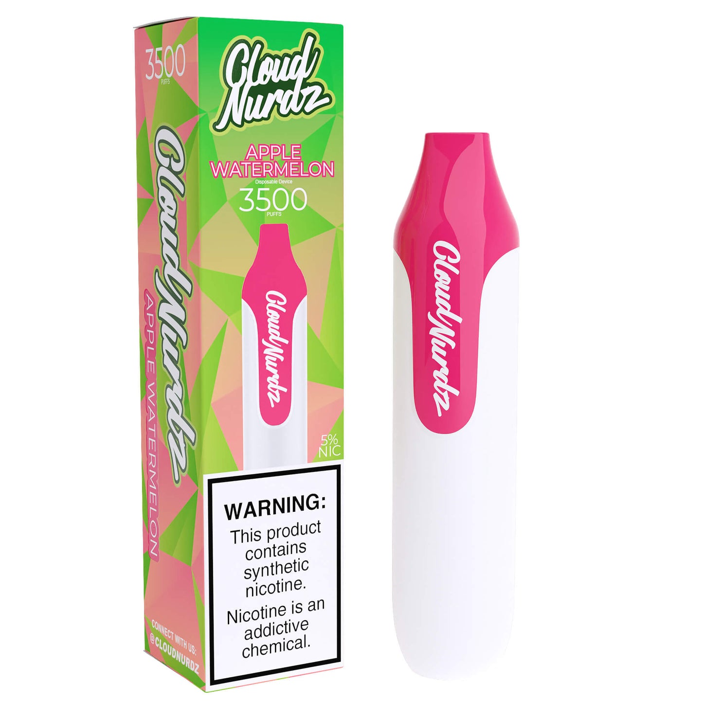 Cloud Nurdz Disposable Series | 3500 Puffs | 10mL Apple Watermelon with Packaging