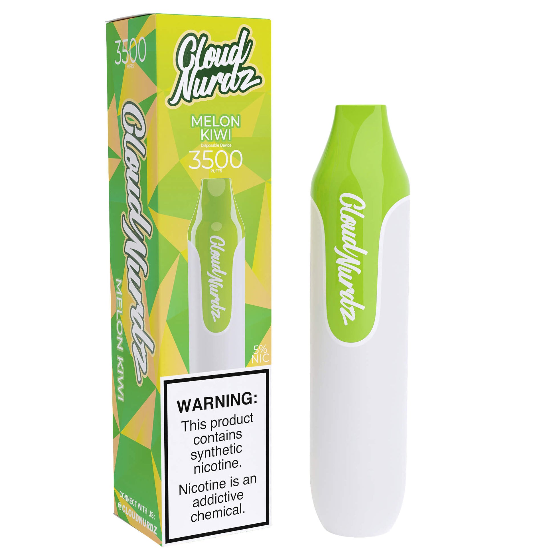 Cloud Nurdz Disposable Series | 3500 Puffs | 10mL Melon Kiwi with Packaging