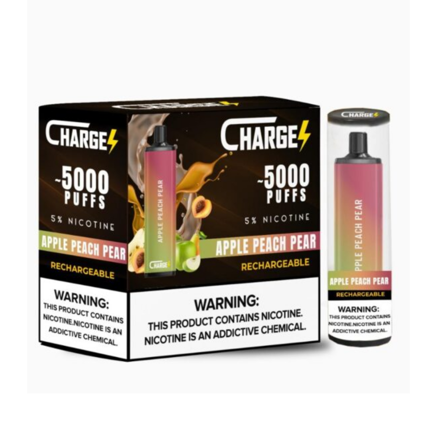 Charge Disposable | 5000 Puffs | 12mL  Apple Peach Pear  with Packaging