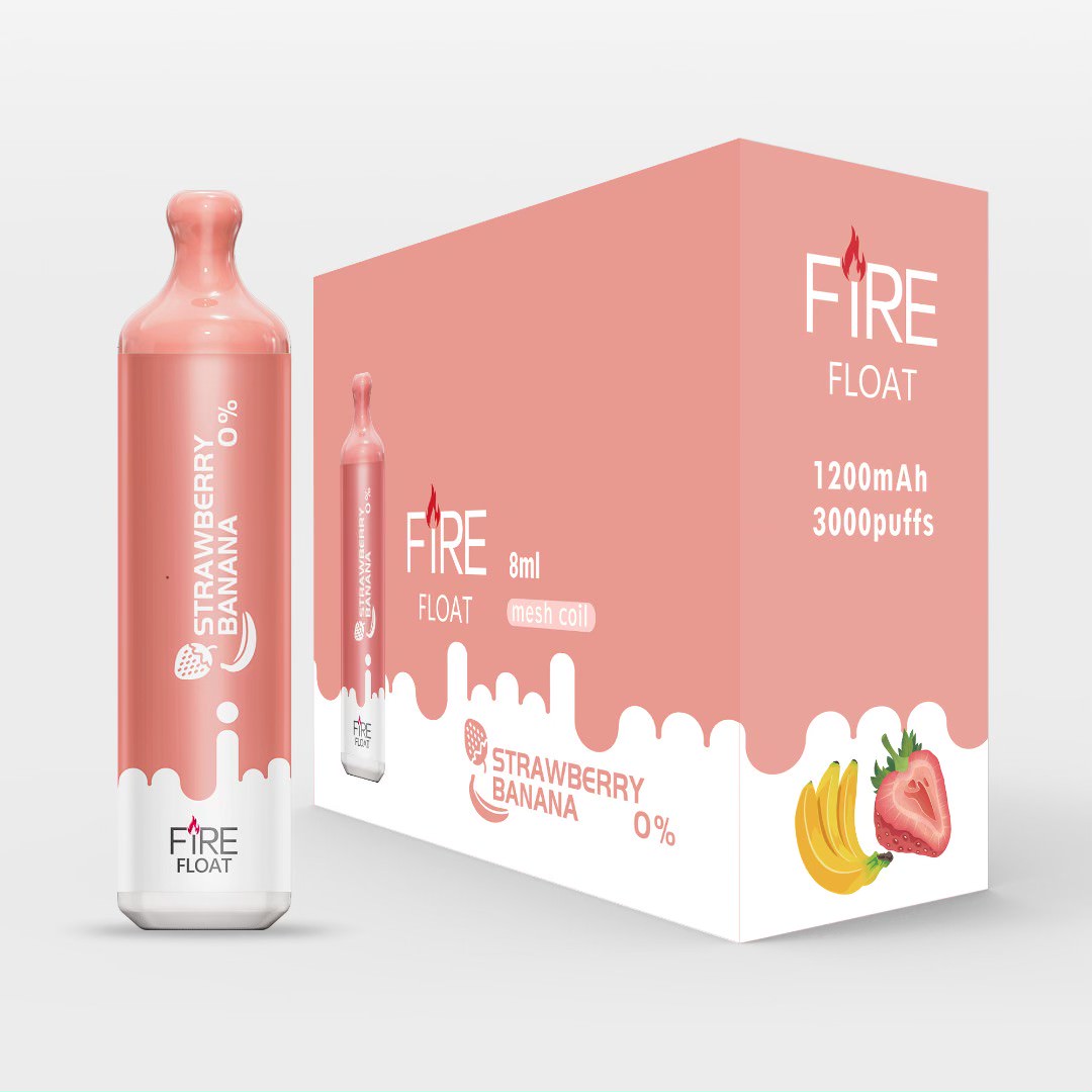 Fire Float Zero Nicotine Disposable | 3000 Puffs | 8mL Strawberry Banana with Packaging