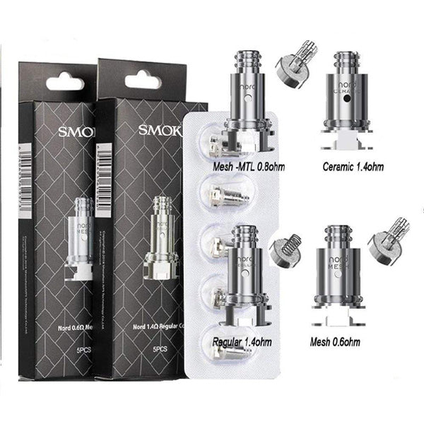 SMOK Nord Replacement Coils (Pack of 5) - Group Photo with Packaging