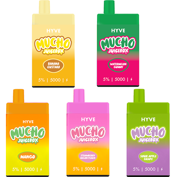 Mucho x Hyve Disposable | 5000 Puffs | 12mL | 50mg Group Photo