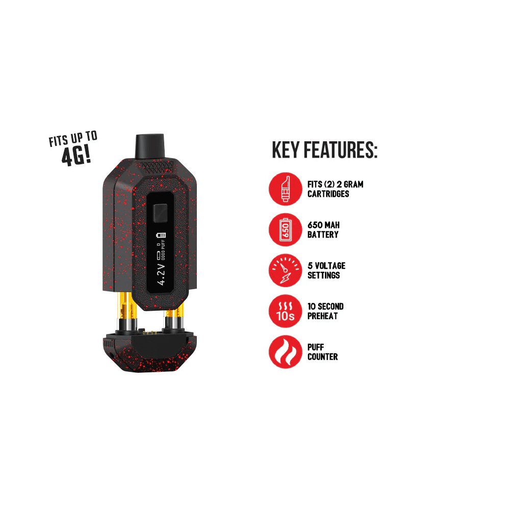Wulf Recon Dual Cart Series 510 Battery Mod – 9pc Display | Features